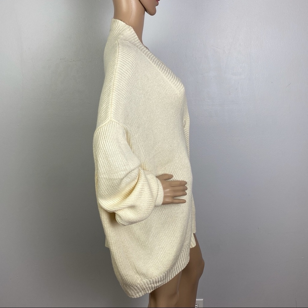 WEWOREWHAT BEIGE BUTTON FRONT OVERSIZED CARDIGAN - Picture 5 of 9